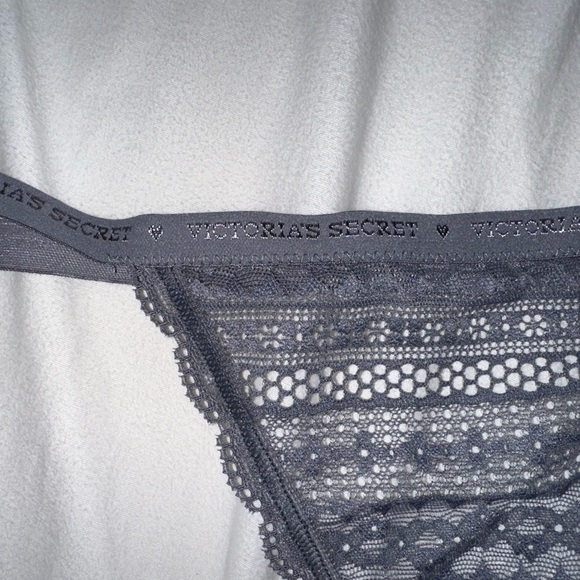 NWT VS Sheer Lace Gray G String - Picture 2 of 5